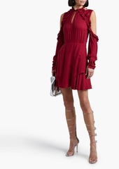 IRO - Hanie cold-shoulder ruffled gauze mini dress - Burgundy - FR 38