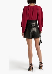 IRO - Janic pleated crepe top - Burgundy - FR 34