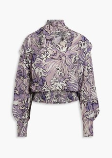IRO - Jonas tie-neck printed silk crepe de chine blouse - Purple - FR 34