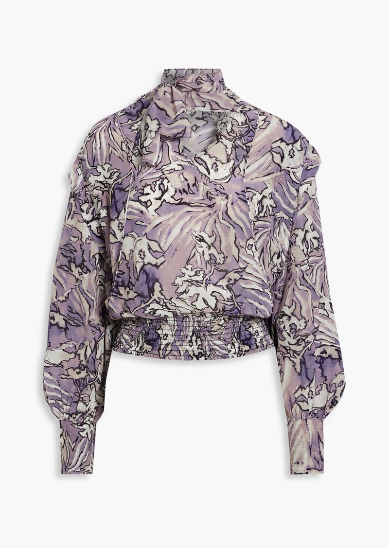 IRO - Jonas tie-neck printed silk crepe de chine blouse - Purple - FR 34