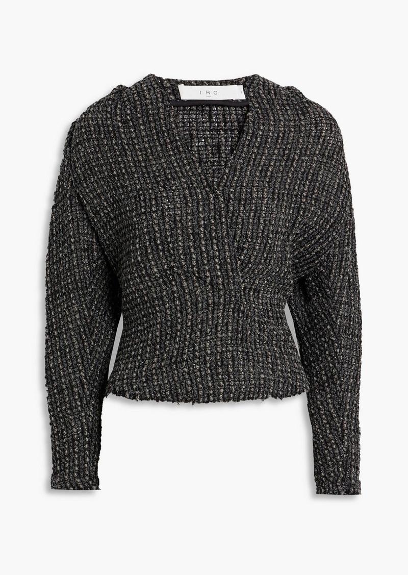 IRO - Kent pleated metallic bouclé-knit top - Gray - FR 38