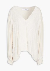 IRO - Lace-trimmed crepe de chine blouse - White - FR 36