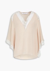 IRO - Lace-trimmed silk crepe de chine blouse - Neutral - FR 42