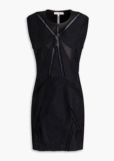 IRO - Ambre leather-trimmed cotton and silk-blend and organza mini dress - Black - FR 36