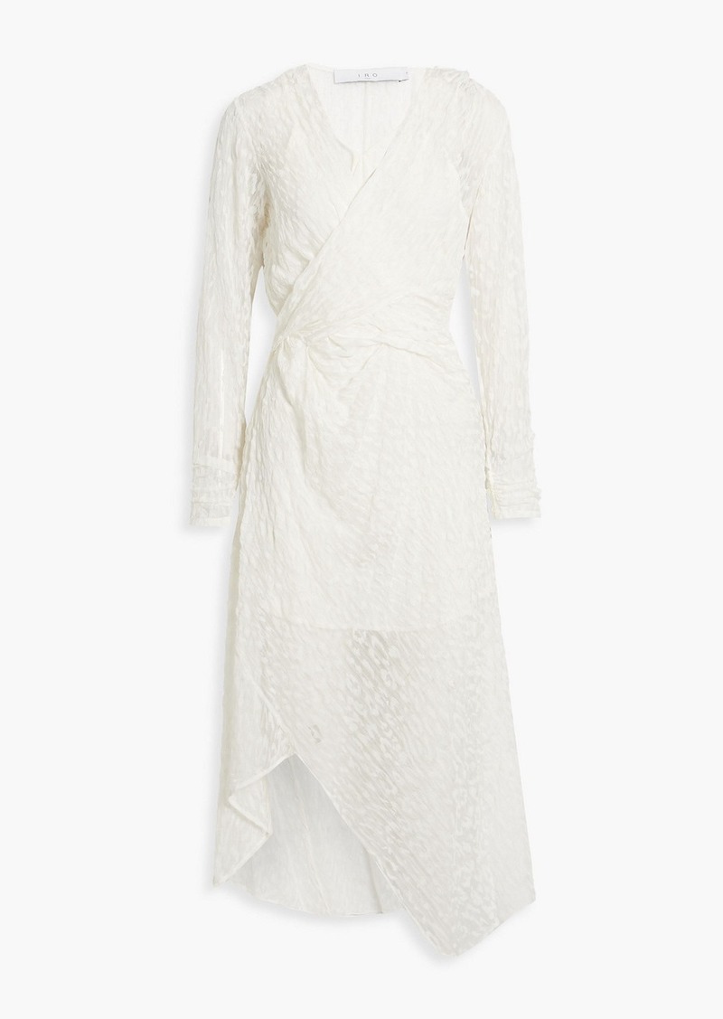 IRO - Lexa wrap-effect devoré silk-chiffon midi dress - White - FR 34