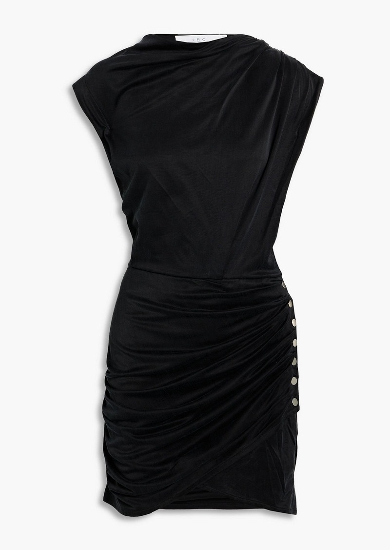 IRO - Manaia ruched cupro and Lyocell-blend satin-jersey mini dress - Black - FR 40