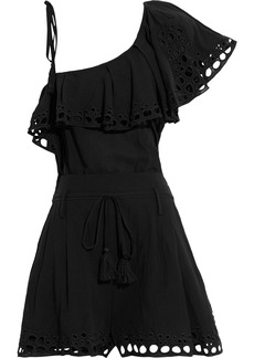 IRO - Napili ruffled broderie anglaise cotton-blend playsuit - Black - FR 40