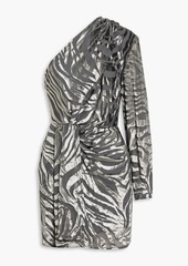 IRO - Nimas one-sleeve draped devoré-velvet mini dress - Gray - FR 34