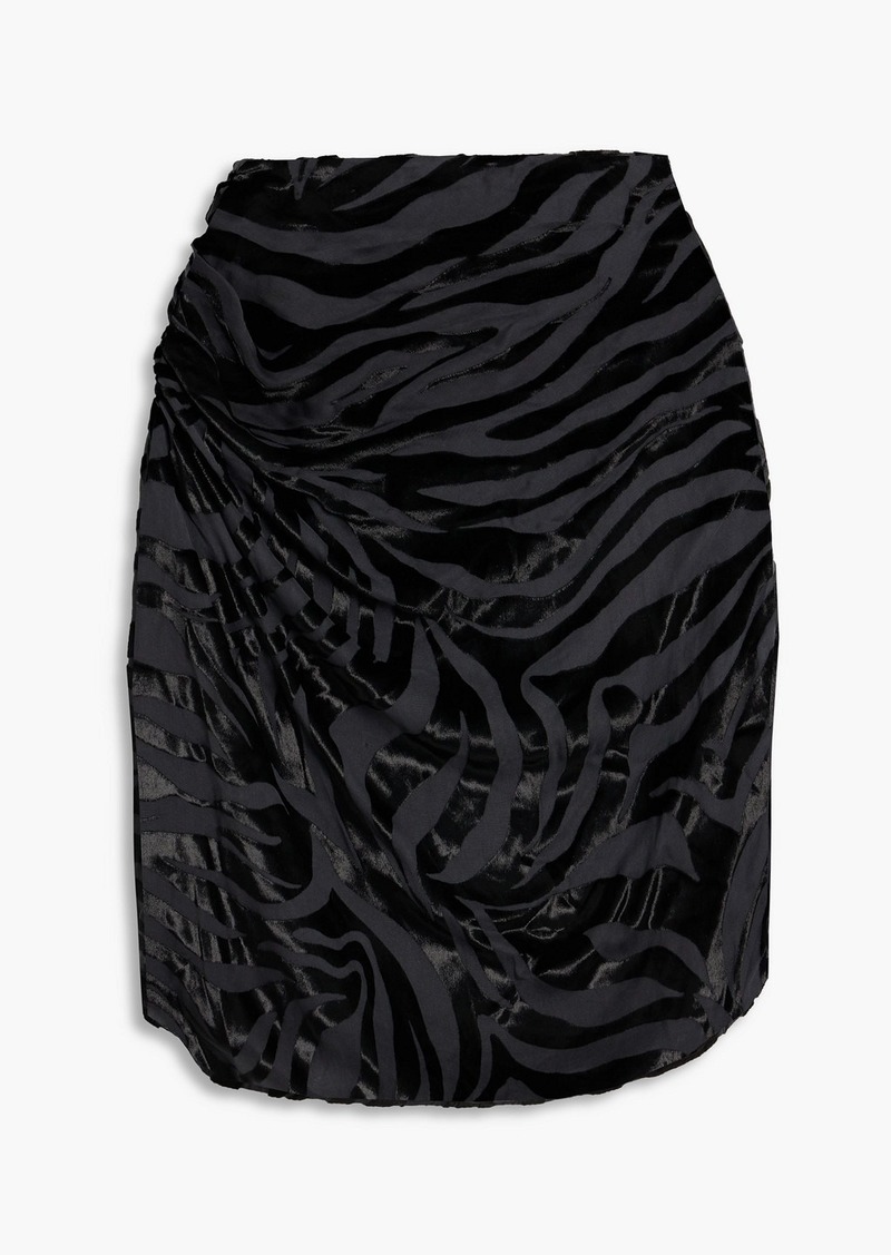 IRO - Nizart ruched devoré-velvet mini skirt - Black - FR 40