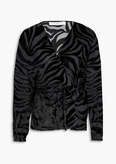 IRO - Nurat devoré-velvet wrap blouse - Black - FR 38