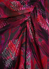IRO - Paolina ruched printed fil coupé silk-blend chiffon mini dress - Pink - FR 34