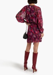 IRO - Paolina ruched printed fil coupé silk-blend chiffon mini dress - Pink - FR 38