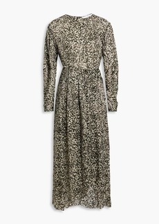 IRO - Romeri pleated leopard-print silk-crepon midi dress - Animal print - FR 34