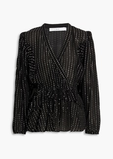 IRO - Silga metallic fil coupé chiffon peplum blouse - Black - FR 34