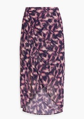 IRO - Taio wrap-effect metallic fil coupé crepon skirt - Purple - FR 40
