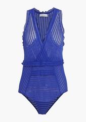 IRO - Wrap-effect stretch-lace bodysuit - Blue - FR 38