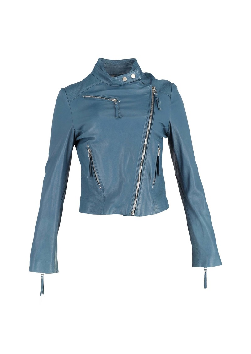 Iro Biker Jacket in Light Blue Leather