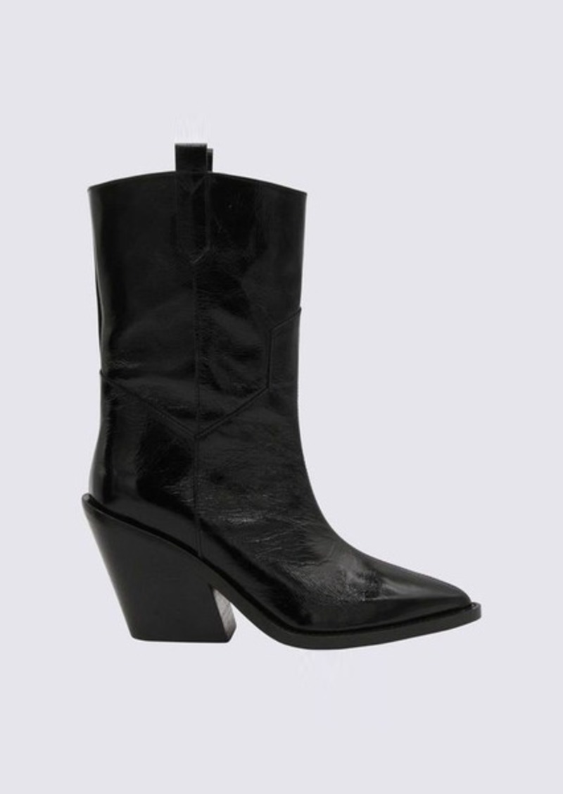 IRO BLACK LEATHER CAMPEROS BOOTS
