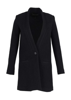 Iro Collarless Single-Breasted Coat in Black Wool