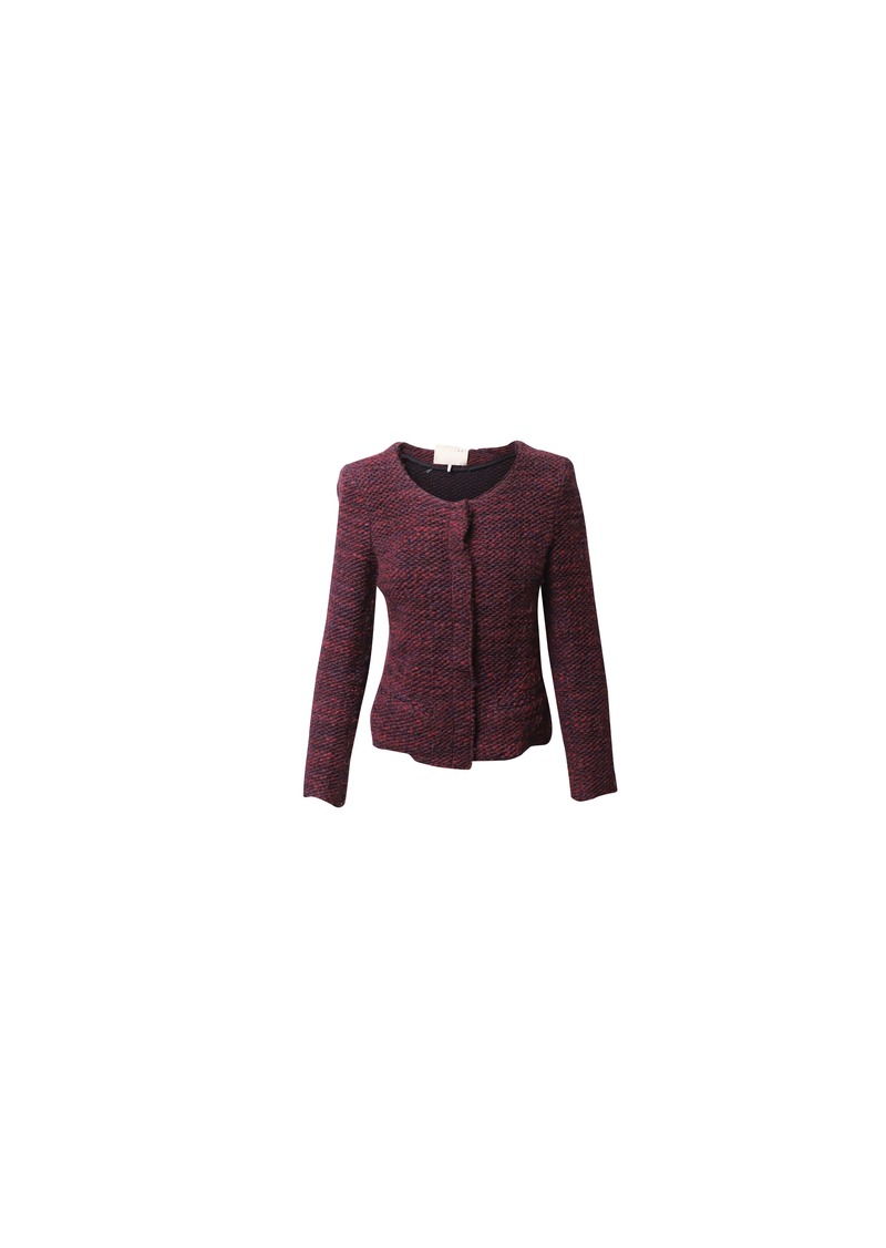 IRO Fringed Tweed Evening Jacket in Burgundy Wool