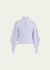 Iro Kacy Half-Zip Twist-Sleeve Sweater