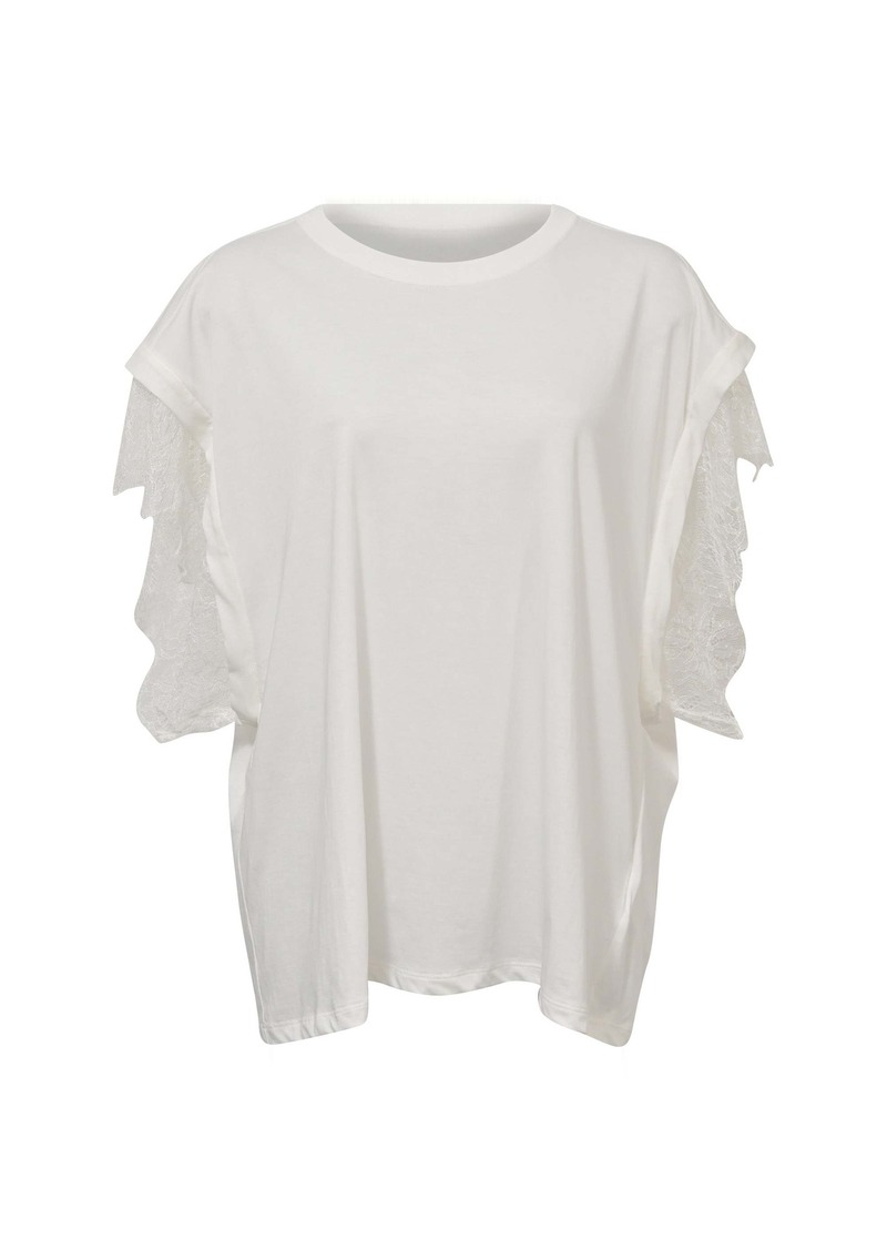 Iro Lace-Trimmed Top in White Jersey