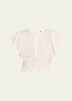 Iro Odula Embroidered Flutter-Sleeve Blouse