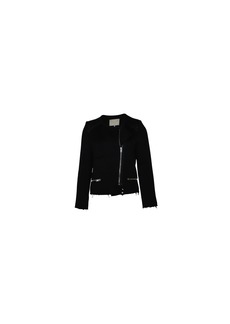 Iro Phoebe Jacquard Biker Jacket in Black Cotton