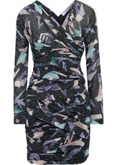 Iro Woman Adecruz Wrap-effect Printed Silk-blend Chiffon Mini Dress Charcoal