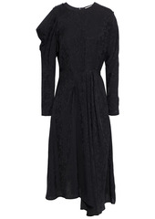 Iro Woman Atry Asymmetric Cold-shoulder Satin-jacquard Midi Dress Black