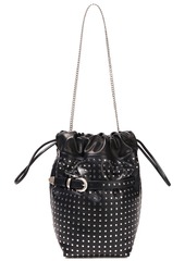 Iro Woman Belty Studded Leather Bucket Bag Black