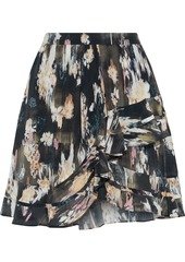 IRO - Clemire wrap-effect printed silk crepe de chine mini skirt - Black - FR 40