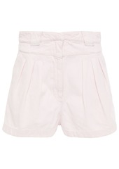 Iro Woman Pleated Denim Shorts Pastel Pink