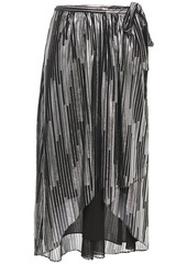 Iro Woman Dorie Gathered Metallic Printed Jersey Wrap Skirt Black