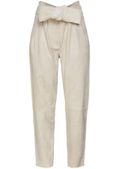 Iro Woman Ebiel Belted Suede Tapered Pants Light Gray