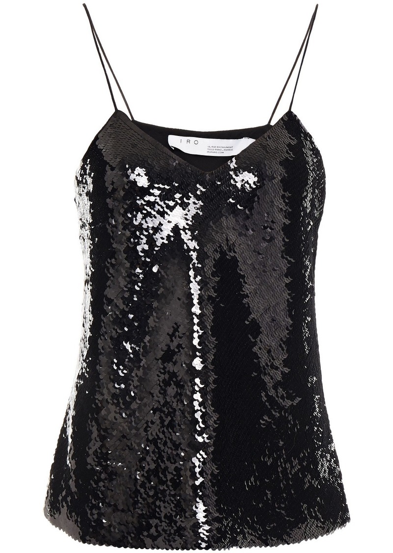 Iro Woman Erna Sequined Georgette Camisole Black
