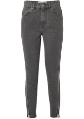 Iro Woman Essey Zip-embellished Frayed High-rise Skinny Jeans Dark Gray