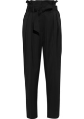 Iro Woman Esyle Belted Pleated Wool-twill Tapered Pants Black
