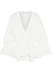 Iro Woman Eternal Lace-trimmed Ruffled Silk Crepe De Chine Blouse Off-white