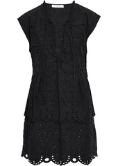Iro Woman Evene Lace-up Broderie Anglaise Cotton Mini Dress Black