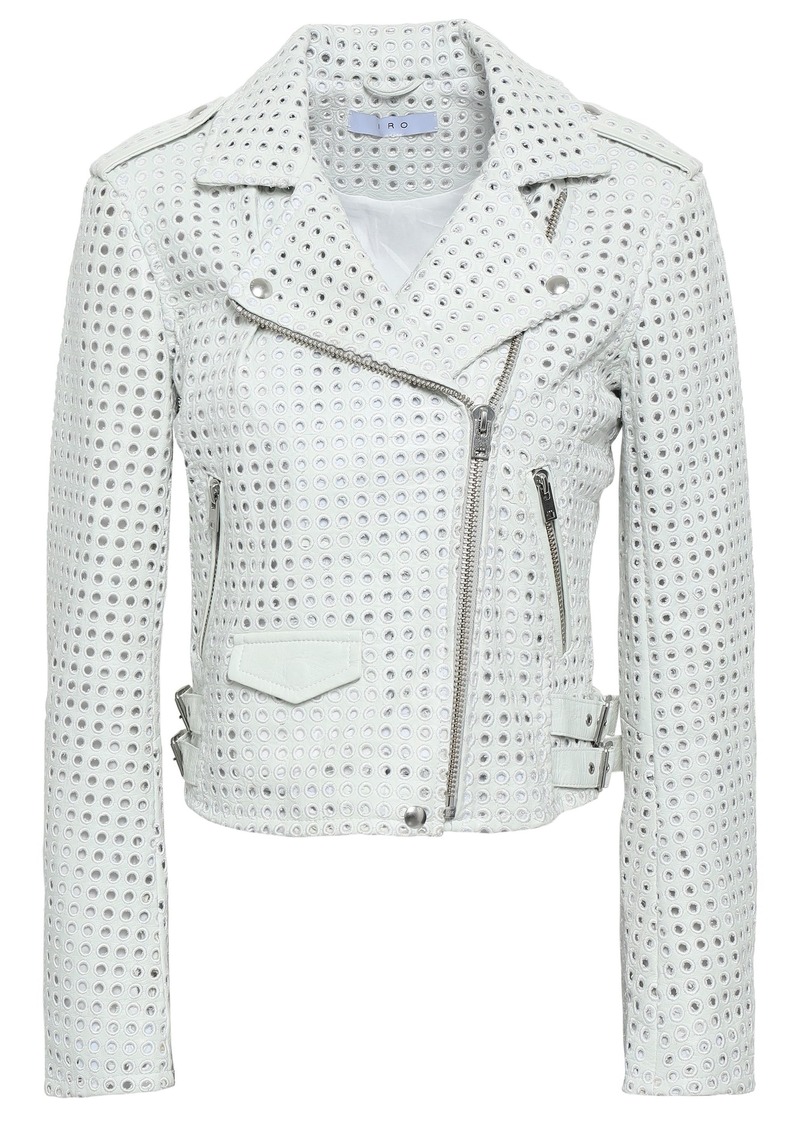 Iro Woman Eyelet-embellished Leather Biker Jacket White