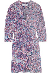 Iro Woman Firenze Wrap-effect Printed Crepe Mini Dress Blue