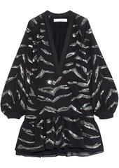 Iro Woman Jounia Gathered Embellished Chiffon Mini Dress Black