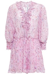 Iro Woman Joyce Lace-up Ruffled Printed Georgette Mini Dress Baby Pink