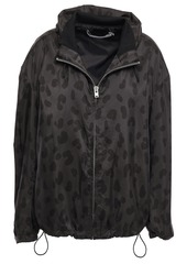 Iro Woman Leopard-print Shell Hooded Jacket Black
