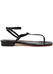 Iro Woman Lilas Studded Satin And Leather Sandals Black