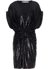 Iro Woman Lilou Ruched Sequined Jersey Mini Dress Black