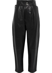 Iro Woman Lydhio Pleated Leather Tapered Pants Black