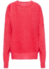 Iro Woman Marloux Metallic Neon Open-knit Mohair-blend Sweater Bright Pink