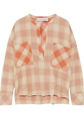 IRO - Melda paneled checked cotton-blend flannel top - Orange - FR 34